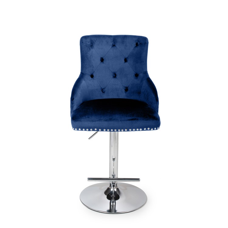 Blue Velvet Adjustable Bar Stool - Rocco