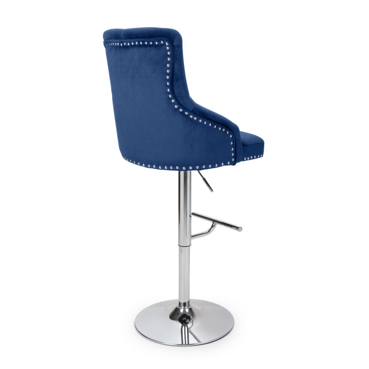 Blue Velvet Adjustable Bar Stool - Rocco