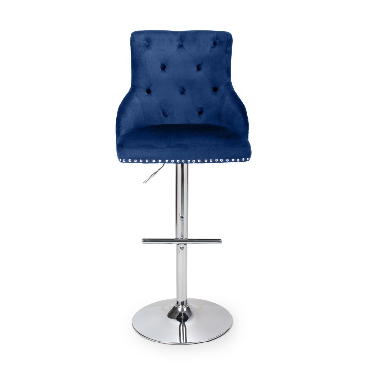 Blue Velvet Adjustable Bar Stool - Rocco