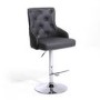 GRADE A2 - Adjustable Bar Stool in Grey Faux Leather with Silver Studs - Rocco