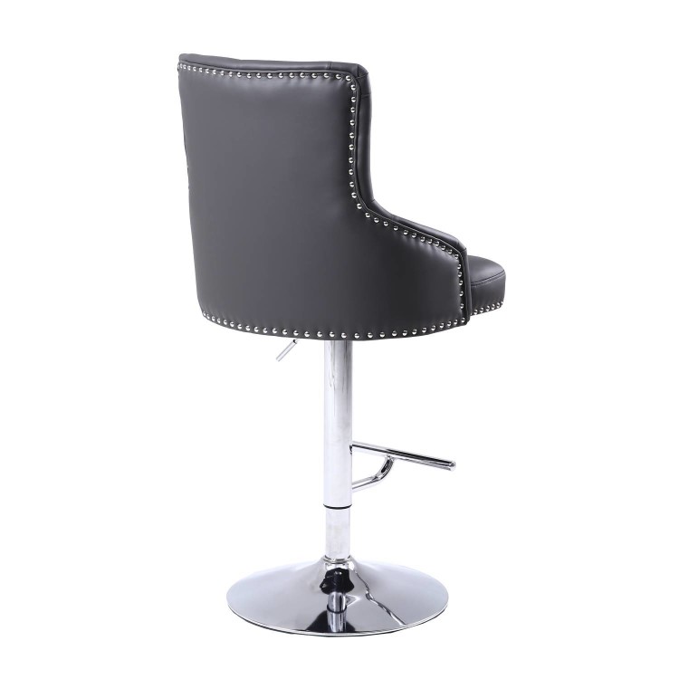 Grey Faux Leather Adjustable Bar Stool - Rocco