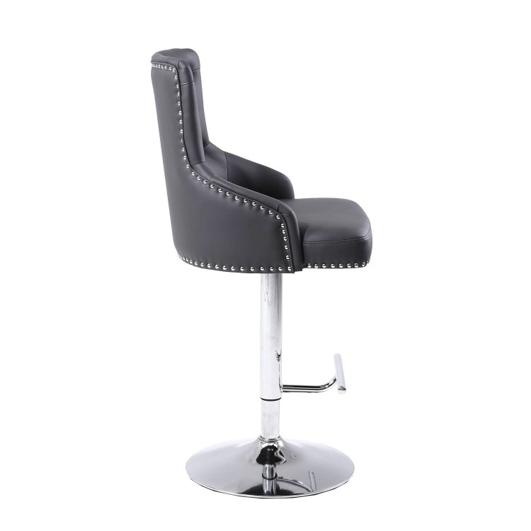 Grey Faux Leather Adjustable Bar Stool - Rocco