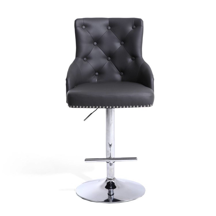 Grey Faux Leather Adjustable Bar Stool - Rocco