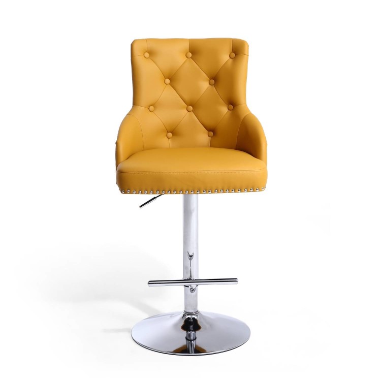 Yellow Faux Leather Adjustable Bar Stool with Backs - Rocco