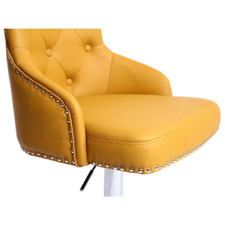 Yellow Faux Leather Adjustable Bar Stool with Backs - Rocco