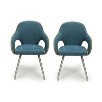 Carseat Pair of Dining Chairs in Teal Fabric