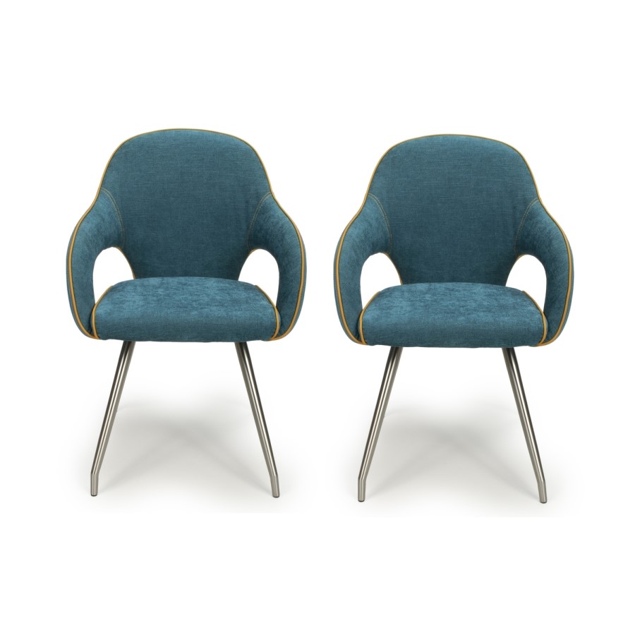 Carseat Pair of Dining Chairs in Teal Fabric