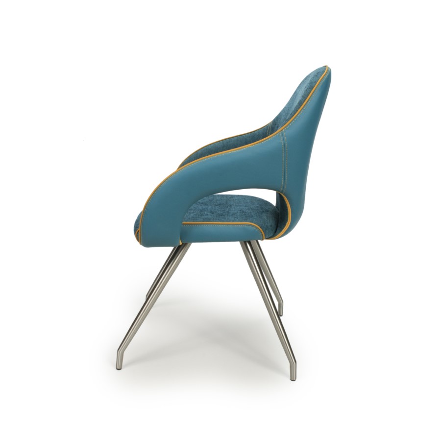 Carseat Pair of Dining Chairs in Teal Fabric