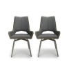 Vivienne Vintage Carseat Pair of Dining Chairs in Grey Faux Leather
