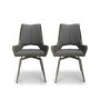 Vivienne Vintage Carseat Pair of Dining Chairs in Grey Faux Leather