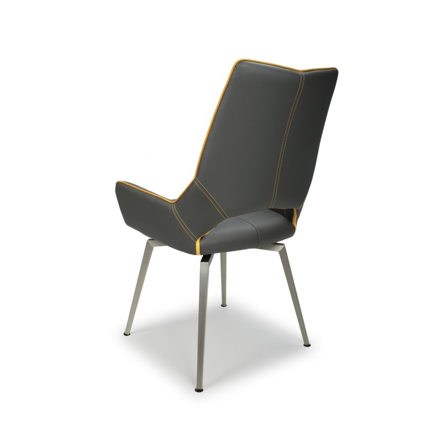 Vivienne Vintage Carseat Pair of Dining Chairs in Grey Faux Leather