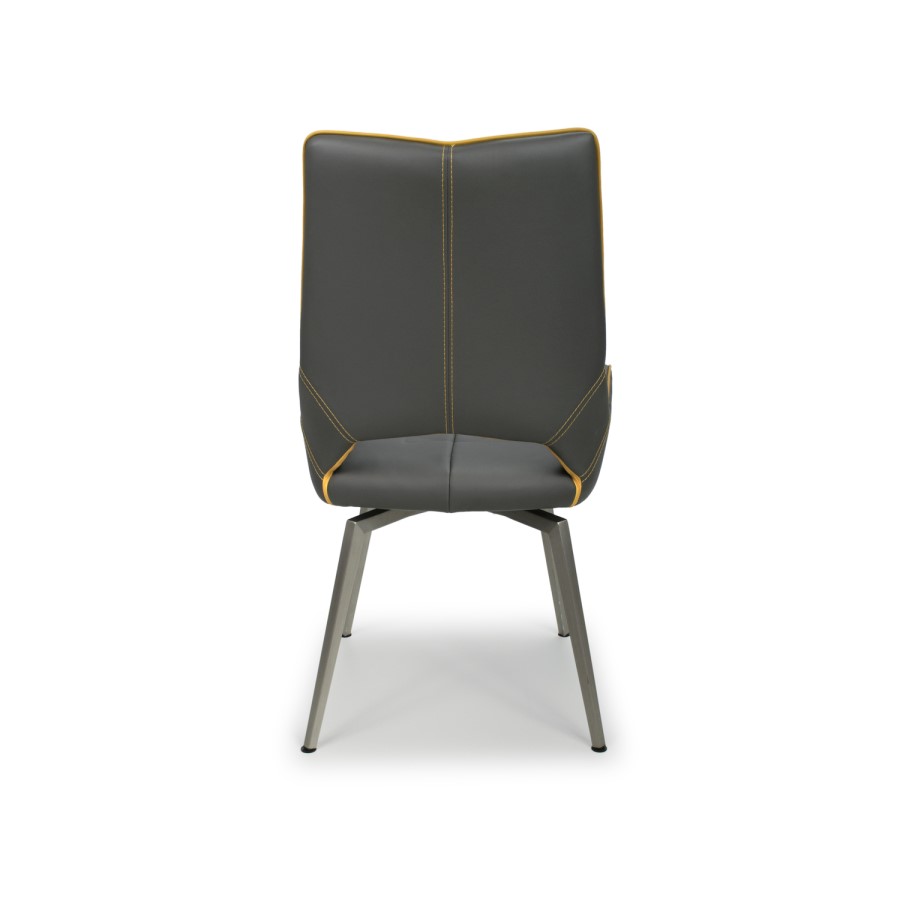 Vivienne Vintage Carseat Pair of Dining Chairs in Grey Faux Leather