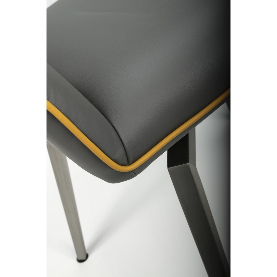 Vivienne Vintage Carseat Pair of Dining Chairs in Grey Faux Leather