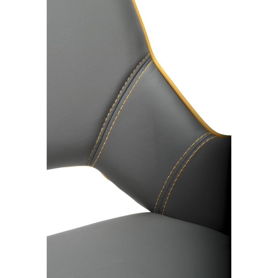 Vivienne Vintage Carseat Pair of Dining Chairs in Grey Faux Leather