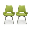 GRADE A1 - Vintage Carseat Pair of Dining Chairs in Lime Faux Leather