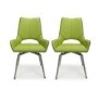GRADE A1 - Vintage Carseat Pair of Dining Chairs in Lime Faux Leather