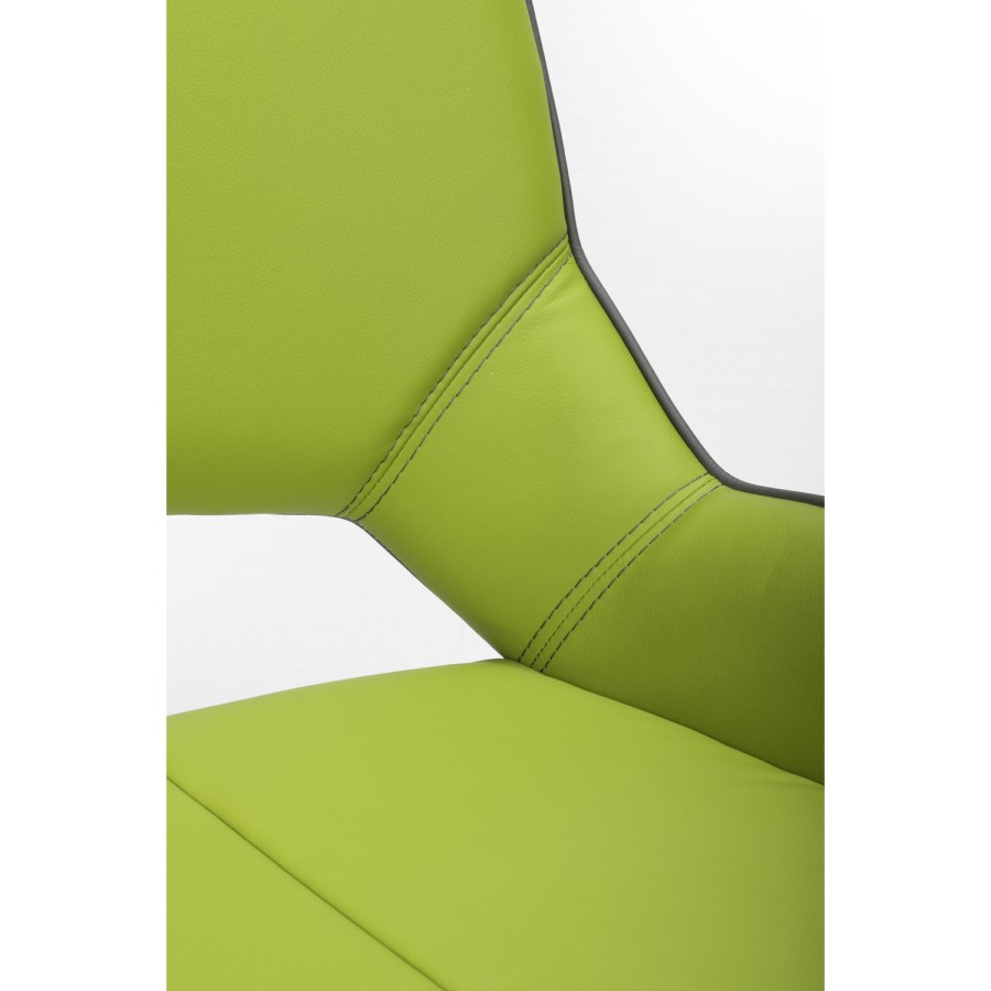GRADE A1 - Vintage Carseat Pair of Dining Chairs in Lime Faux Leather
