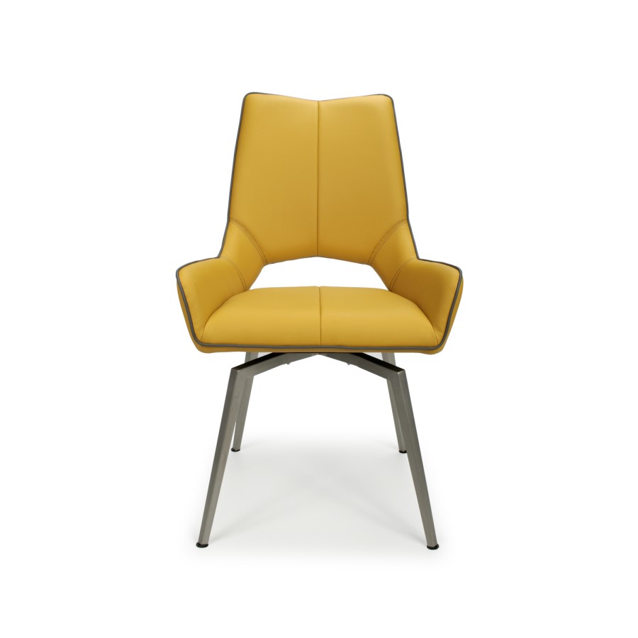 Vintage Carseat Pair of Chairs in Yellow Faux Leather