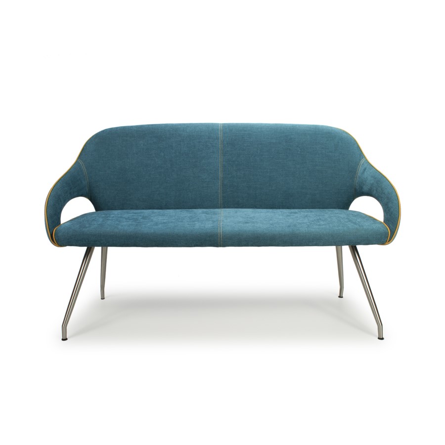 GRADE A1 - Vintage Faux leather Bench in Teal