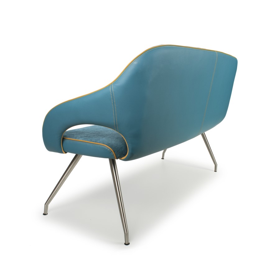 GRADE A1 - Vintage Faux leather Bench in Teal