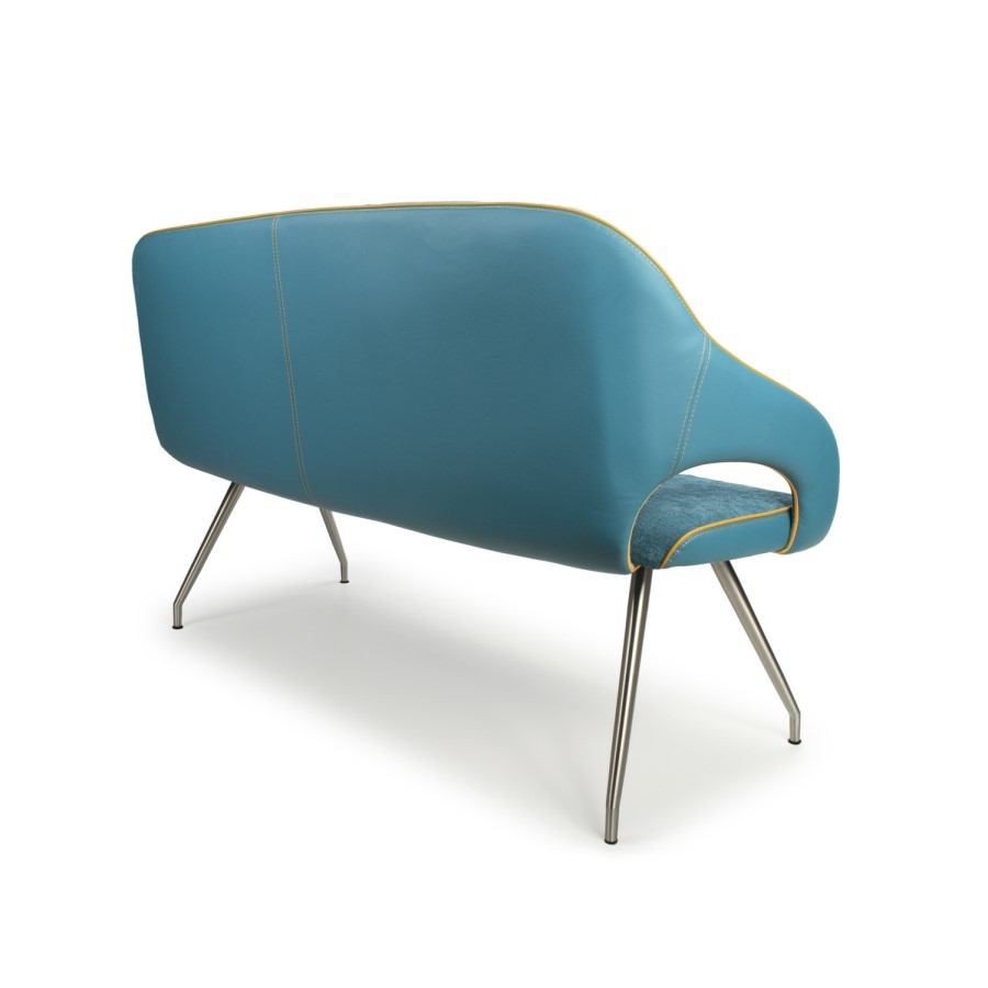 GRADE A1 - Vintage Faux leather Bench in Teal