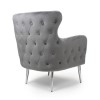 Grey Velvet Armchair with Chrome Legs - Marquess