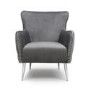 Grey Velvet Armchair with Chrome Legs - Marquess