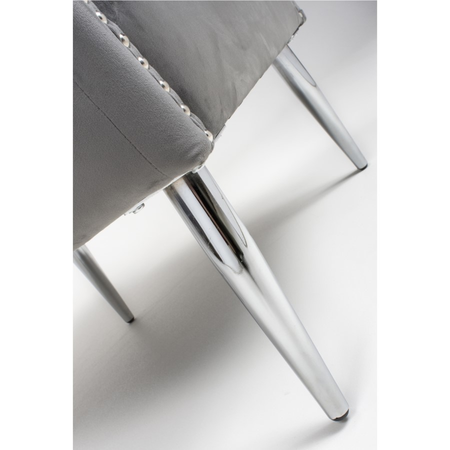 Grey Velvet Armchair with Chrome Legs - Marquess