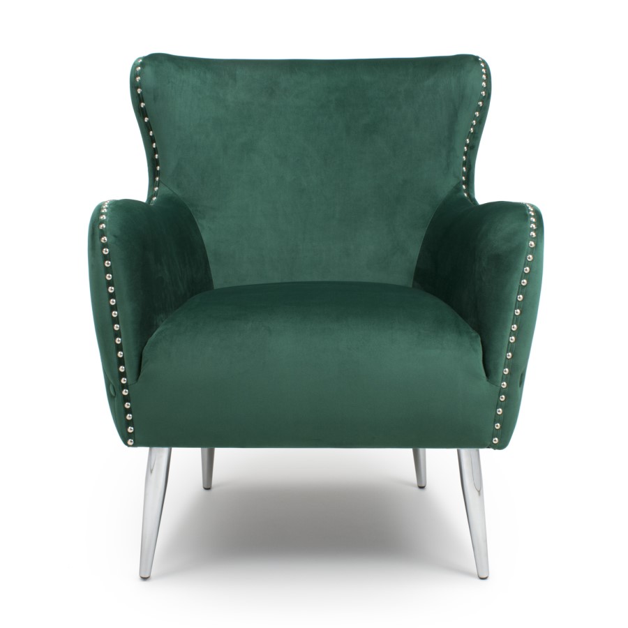Marquess Tufted Wing Back Brushed Velvet Green Armchair