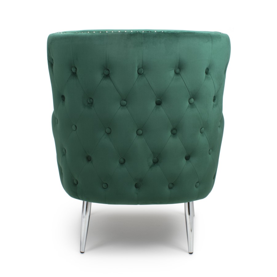 Marquess Tufted Wing Back Brushed Velvet Green Armchair