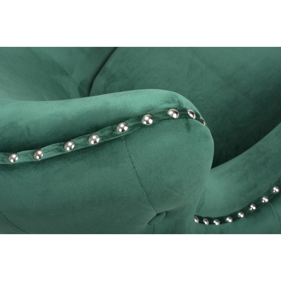 Marquess Tufted Wing Back Brushed Velvet Green Armchair