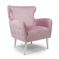 Marquess Tufted Wing Back Brushed Velvet Pink Blush Armchair