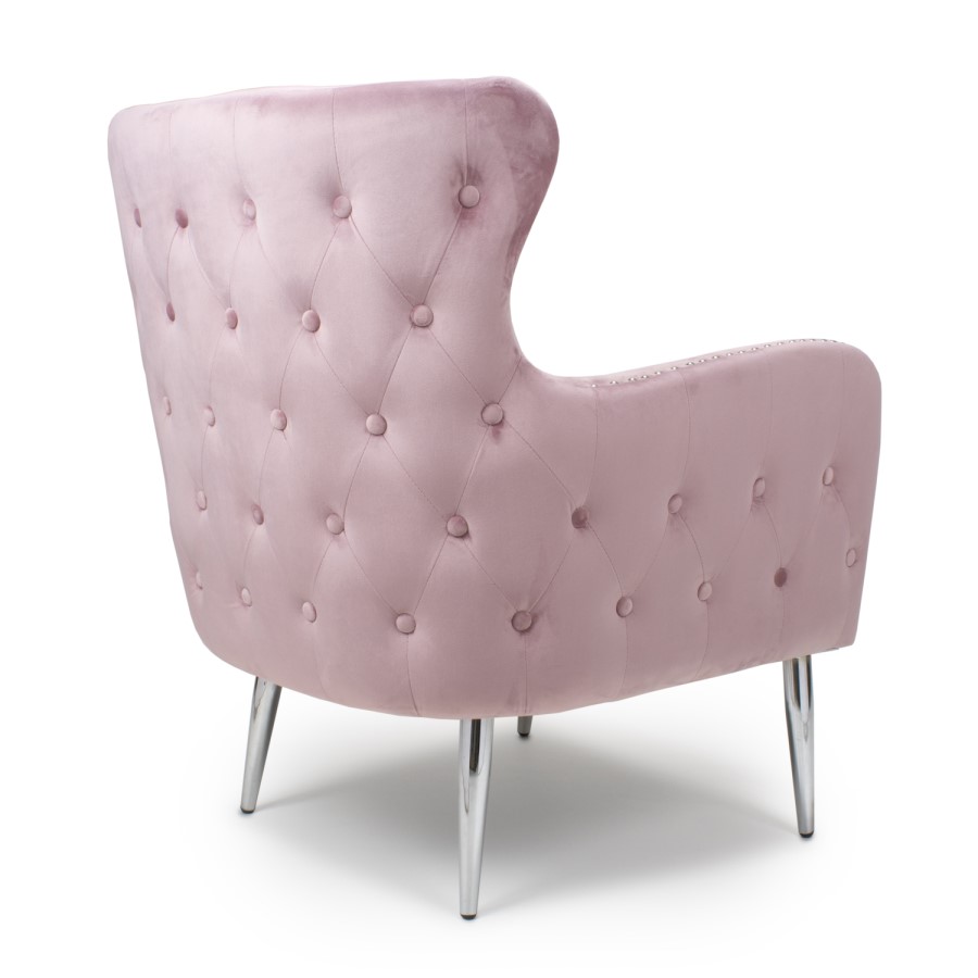 Marquess Tufted Wing Back Brushed Velvet Pink Blush Armchair