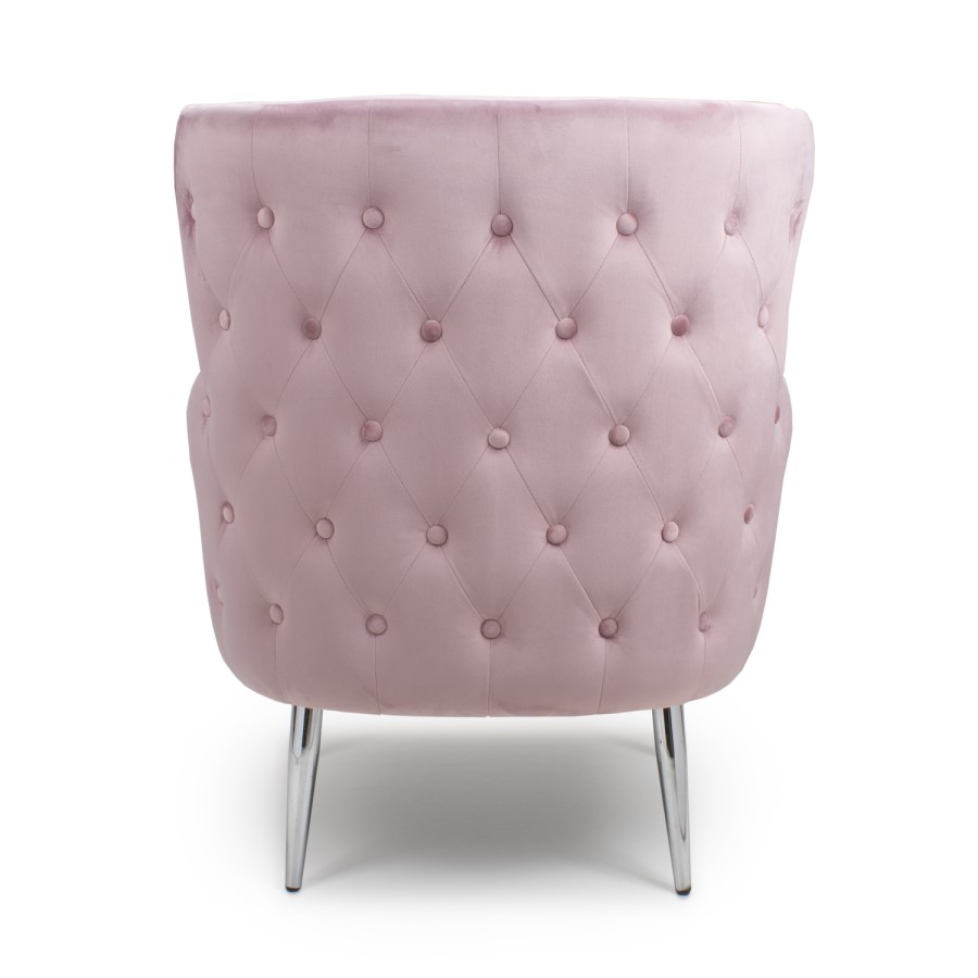 Marquess Tufted Wing Back Brushed Velvet Pink Blush Armchair