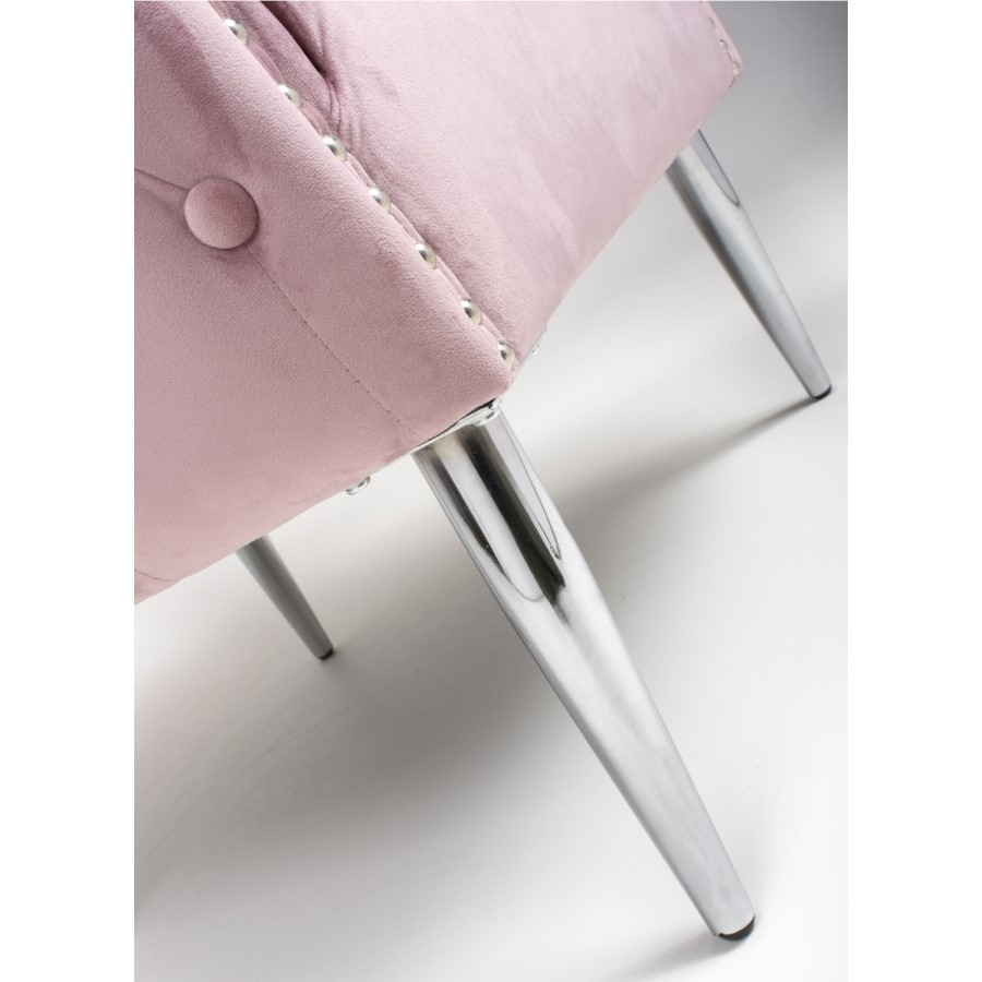 Marquess Tufted Wing Back Brushed Velvet Pink Blush Armchair