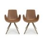 Antique Tan Faux Leather Pair of Dining Chairs