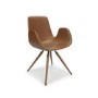 Antique Tan Faux Leather Pair of Dining Chairs