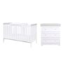 2 Piece Nursery Furniture Set with Cot Bed and Changing Table in White and Grey - Rio - Tutti Bambini