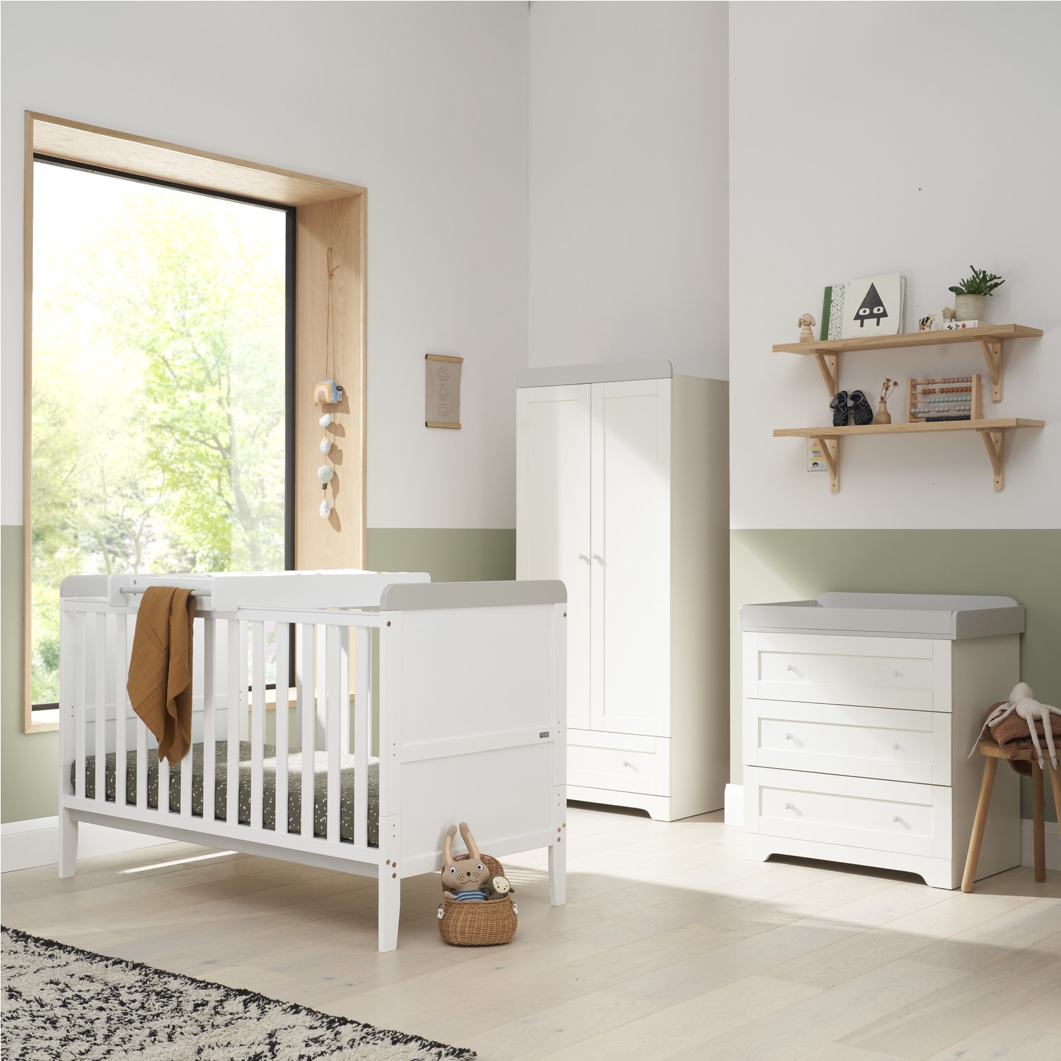 Photo of 3 piece nursery furniture set in white and grey - rio - tutti bambini