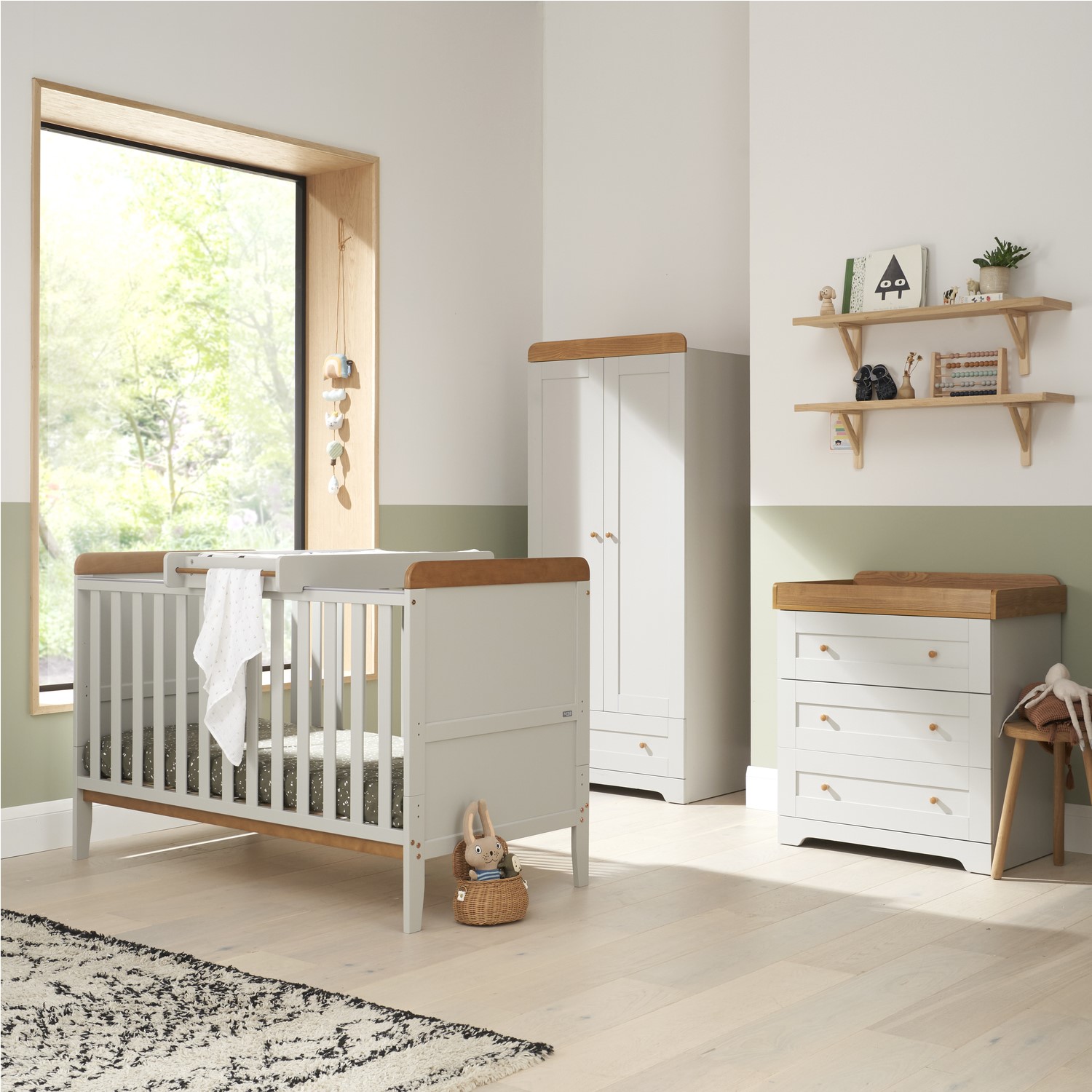 Photo of 3 piece nursery furniture set in grey and oak - rio - tutti bambini