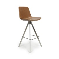 Antique Tan Faux Leather Bar Stool