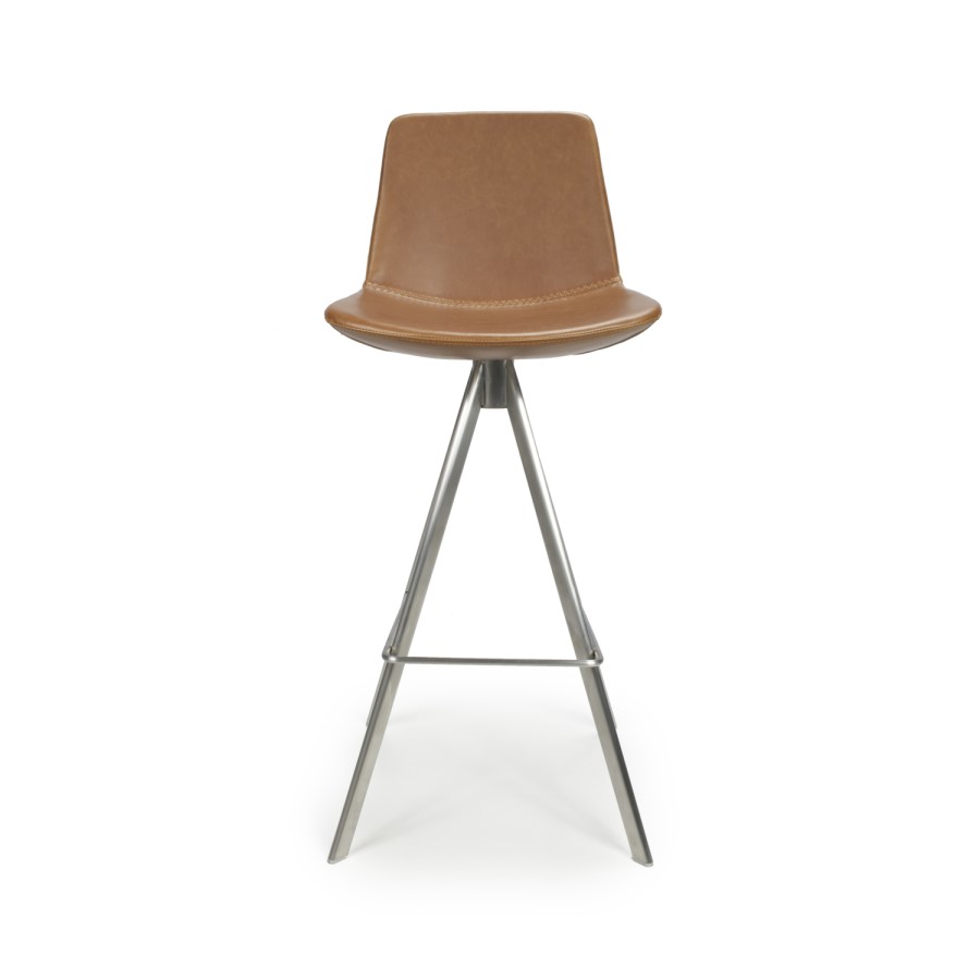 Antique Tan Faux Leather Bar Stool