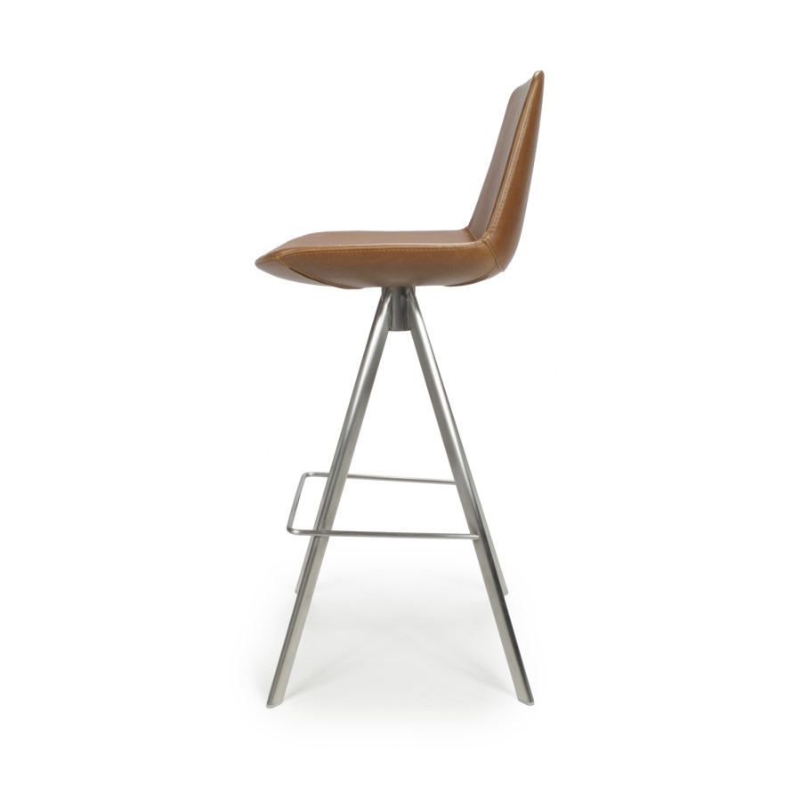 Antique Tan Faux Leather Bar Stool