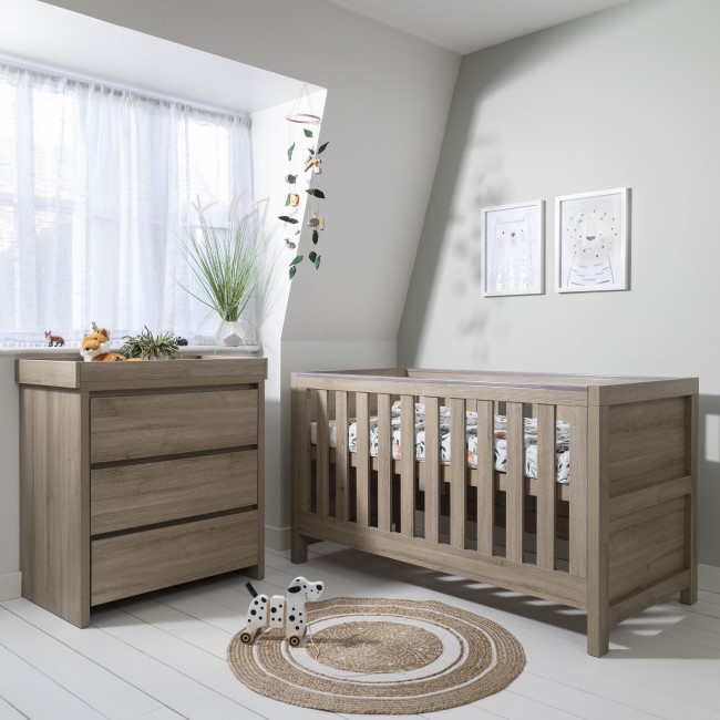 Tutti Bambini Modena Oak Cot Bed with Changing Table