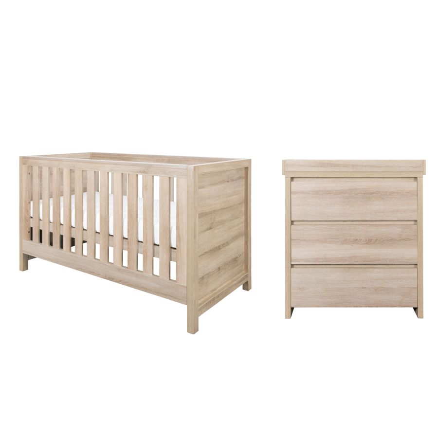 Tutti Bambini Modena Oak Cot Bed with Changing Table