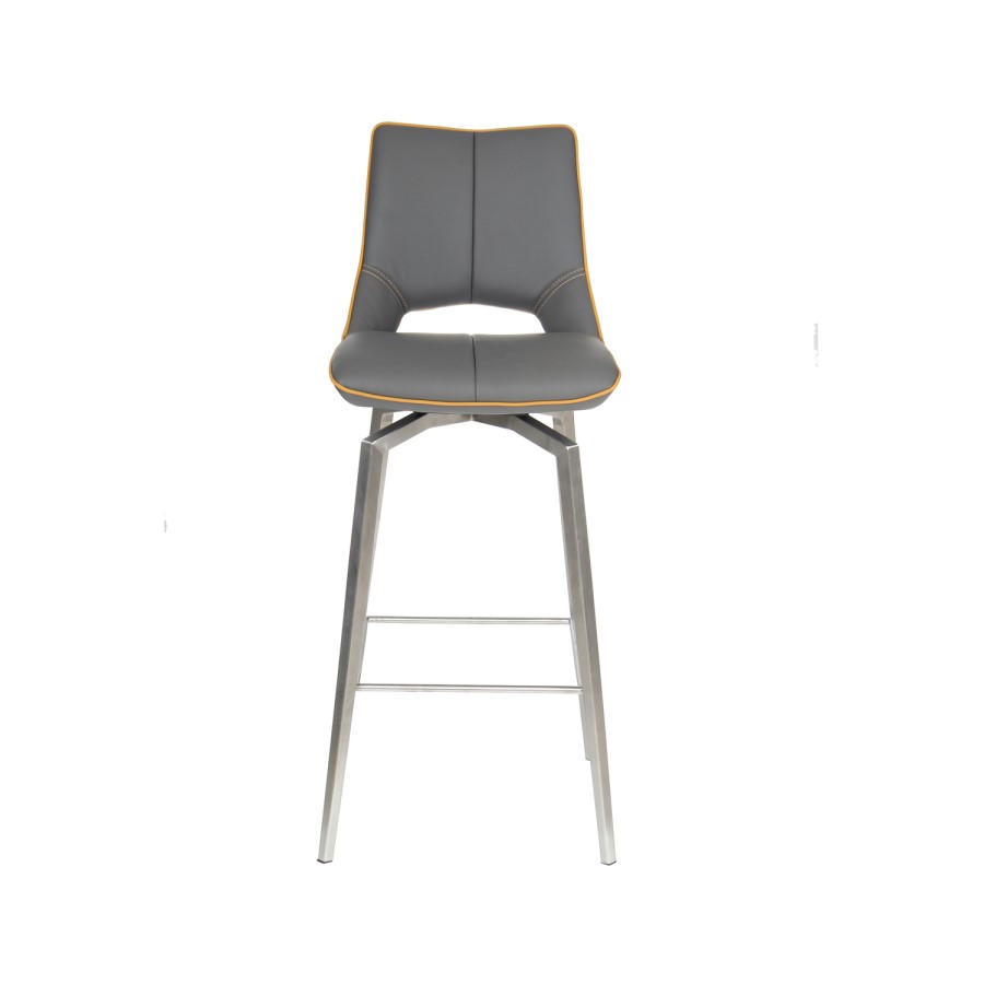 Carseat Grey Faux Leather Bar Stool 