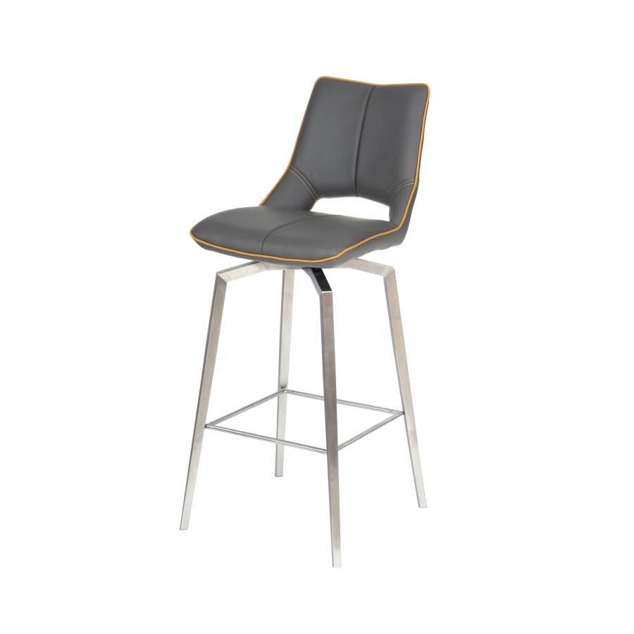 Carseat Grey Faux Leather Bar Stool 