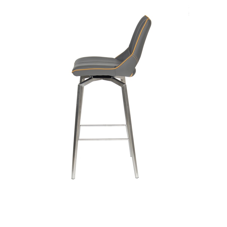 Carseat Grey Faux Leather Bar Stool 