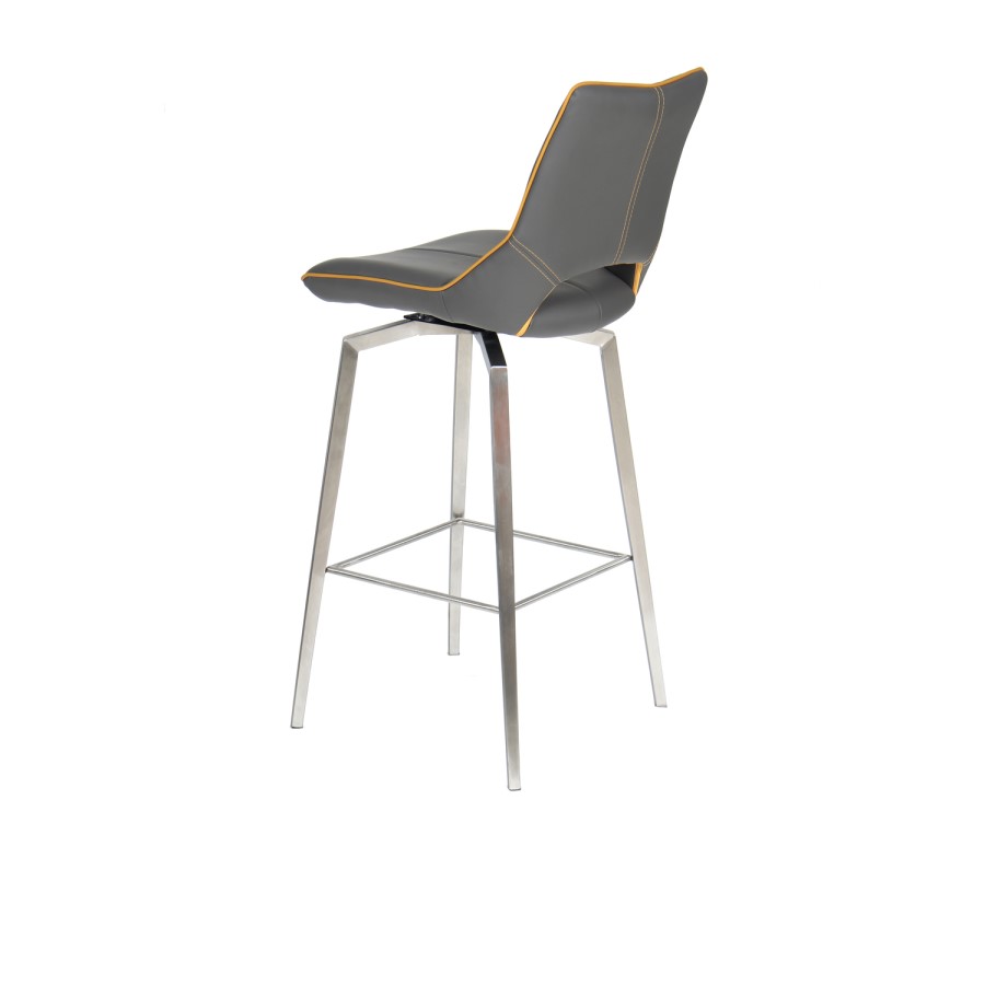 Carseat Grey Faux Leather Bar Stool 