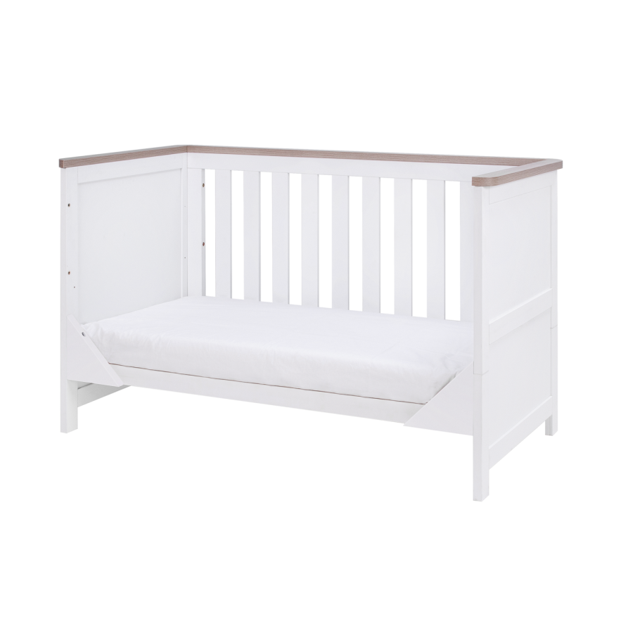 2 Piece Nursery Furniture Set with Cot Bed and Changing Table in White and Oak - Verona - Tutti Bambini
